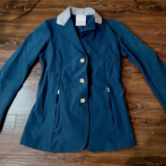 Gersumi Idun blue riding jacket grey collar size 8 - Picture 1 of 13